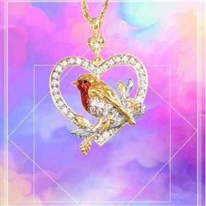 Zhanjiang Bird Sparrow Wren Heart Pendant Women's Gold Plate