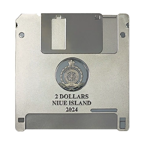 定金 纽埃2024年软盘 电脑磁盘仿真异形2盎司银币本色复古版