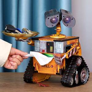 复古创意瓦力机器人模型金属抽纸盒客厅纸巾盒铁艺储钱罐摆件礼物