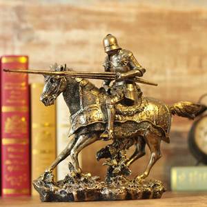 中世纪武士盔甲模型复古罗马铠甲勇士创意酒吧摆件工艺品骑士战马