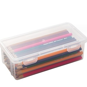 全新优质PP塑料盒子长方形收纳盒透明多功能小物件整理文具储物盒