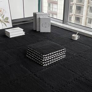 地毯卧室泡沫拼接地垫房间黑色毛绒地板垫厚打地铺大面积全铺垫子