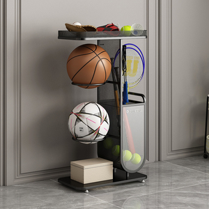 家用篮球收纳架室内足球类置物架摆设运动器材球架体育球拍收纳框