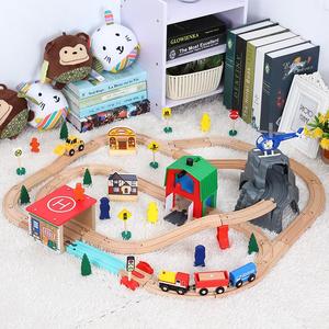 勒酷木质轨道车玩具车木头小火车儿童火车轨道兼容木制托马斯