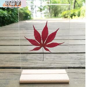 银杏叶书签塑封成品创意红干花渐变色天然枫叶标本礼物真树叶植物