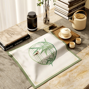 新中式禅意茶盘盖布茶室茶杯防尘布家用玻璃杯果盘遮灰布万能盖巾