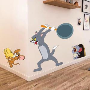 猫和老鼠墙贴儿童房间卧室客厅墙壁装饰自粘贴纸卡通动漫防水贴画