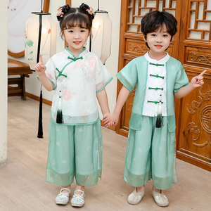 男女 童2024新款汉服春装中国风复古儿 童唐装幼儿园表演出服套裙