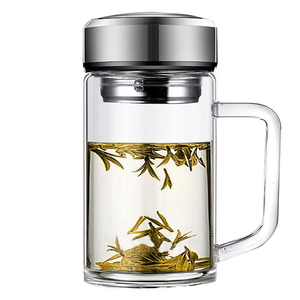 单双层玻璃杯带盖男女式水杯茶杯过滤办公杯子可定制广告logo印字
