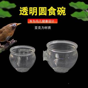 绣眼画眉八哥鸟食杯玻璃鸟食罐塑料透明红子颠颏盒水杯缸鸟笼配件