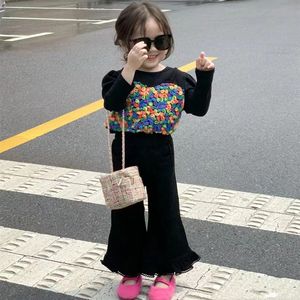 巴拉巴柆女童秋装套装2024最新款春秋款可爱韩版假两件森系文艺上