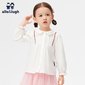 【商场同款】allolugh儿童装2024春季新款女小童打底衬衫纯棉长袖