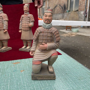 兵马俑摆件25cm秦俑西安泥人泥塑中国传统礼品商务摆件彩色跪射