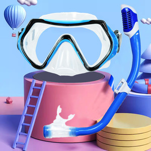 儿童浮潜面罩潜水镜三宝全干式管面镜游泳眼镜可呼吸套装浮潜套装