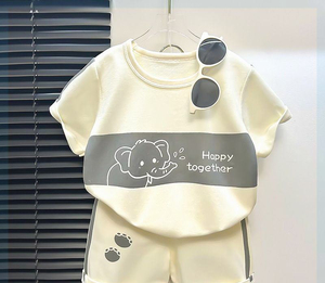 巴拉巴柆儿童短袖套装条纹女童男童t桖2024新款夏季宝宝婴儿衣服