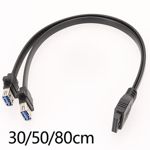 主板USB3.0面板线前置19针转双口A母数据线窄螺丝孔机箱DIY扁线