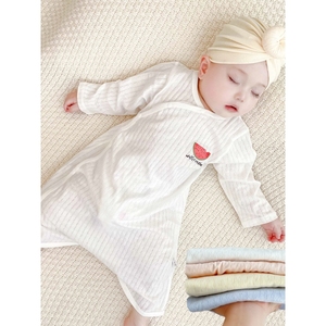 拉比官方婴儿春夏季薄款睡袋男女童空调房护肚连体衣宝宝纯棉长袖