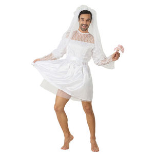 万圣节女装大佬白纱裙 反串男子婚纱男新娘礼服 搞笑派对表演服装