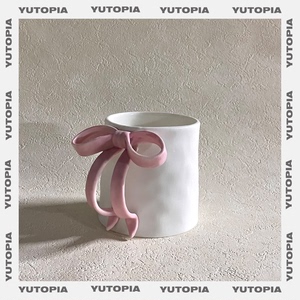 新款蝴蝶结马克杯子高颜值咖啡杯设计感手工陶瓷网红杯送礼情侣杯