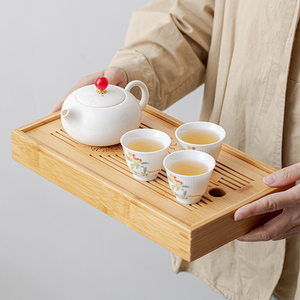 中式泡茶壶陶瓷功夫茶具一壶三杯家用泡茶器三人用茶壶带茶盘套装
