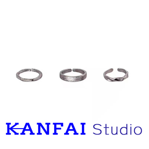 KANFAI古罗马素圈戒指三件套小众设计高级感潮男女高级感中古装饰