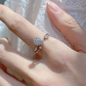 灿若星辰纯银钻戒小众设计求婚结婚仙女指环莫桑钻18k戒指女饰品