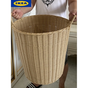 IKEA宜家脏衣服收纳筐仿藤编脏衣篮洗衣篮装放换洗衣服塑料篓子桶
