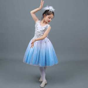 儿童节舞蹈女童芭蕾小天鹅湖咏鹅培训班表演服装群舞演出长裙甜美