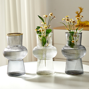 中式复古灯笼玻璃花瓶干花鲜花水培插花瓶大口径客厅餐桌装饰摆件