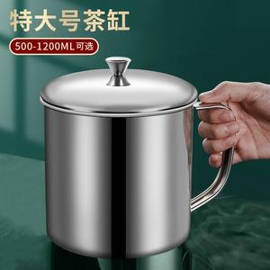 食品级316不锈钢大容量家用水杯带盖老式茶缸子304茶杯子防摔口杯