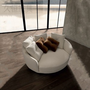 意式极简异形大平层客厅圆形沙发椅大小户型半圆弧形转角布艺沙发