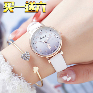 手表女生款可爱风学生韩版简约皮带数字高颜值只看时间电子石英表