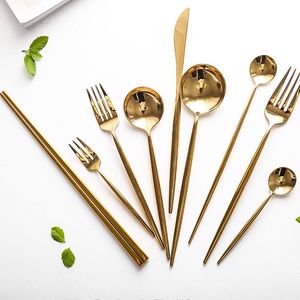欧式葡萄牙金色西餐牛排刀叉勺可爱套304不锈钢套装家用餐具筷子