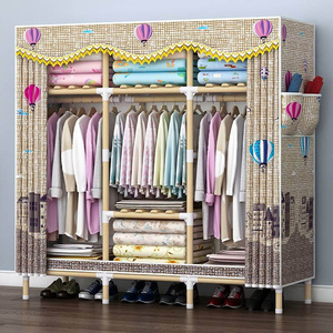 布衣柜木架简易布艺实木组装寝室大容量婴儿童家用经济型牢固拉链