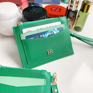 HR绿卡包专柜赠品包PU防水拉链式便捷证件包零钱手拿包 卡包小号