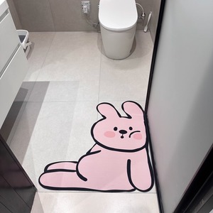 与风与海地垫可爱粉色兔子门垫硅藻泥地垫浴室卫生间门垫卡通脚垫