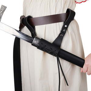 欧洲中世纪十字骑士剑带刀剑挂PU皮具左右右手复古手工
