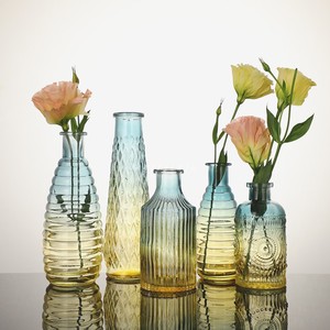 法式复古艺术浮雕小花瓶客厅水培插花透明玻璃轻奢桌面装饰摆件