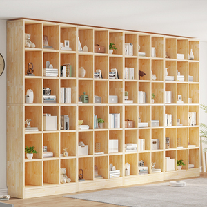 实木书柜高2米2实木书架落地置物架家用客厅一体整墙实木置物柜子