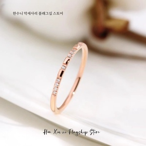 韩国轻奢戒指网红少女简约钻石钛钢玫瑰金食指尾戒小指环小众设计