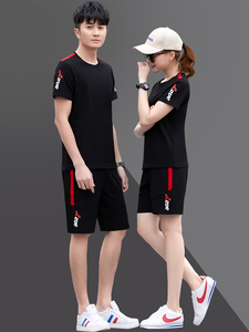 耐克男女士夏季运动服套装短袖薄款情侣运动服韩版休闲两件套卫衣