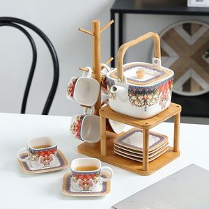 瓷木家陶瓷花草茶具套装小众波西米亚下午茶杯耐高温蜡烛加热茶壶