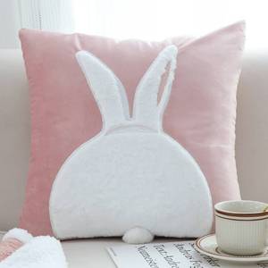 可爱粉色兔子抱枕ins风客厅沙发抱枕套民宿卧室床上靠枕靠垫带芯