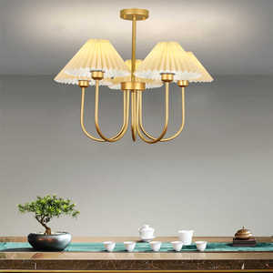 简约现代布艺吊灯客厅餐厅卧室茶楼个性创意日式复古铁艺布罩灯具