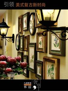 美式乡村照片墙客厅餐厅相框墙组合挂墙欧式装饰画田园花卉相片墙