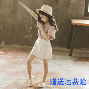 网红新款超洋气女童夏季套装韩版短裤休闲时尚儿童中大童两件套