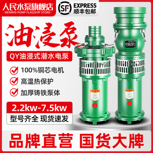 人民油浸式潜水泵380V高扬程大流量上海三相农用4寸6寸8寸抽水泵