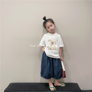 巴拉巴柆清货木西童品2024夏韩国版男女童可爱短袖T恤潮宝宝休闲