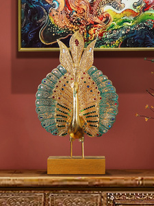 客厅电视柜玄关泰式特色装饰品摆件泰国东南亚工艺品孔雀开屏