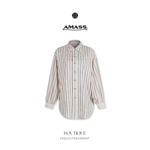 【官方正品】阿玛施AMASS新款男友风纯色廓形沙士灰衬衫5301081